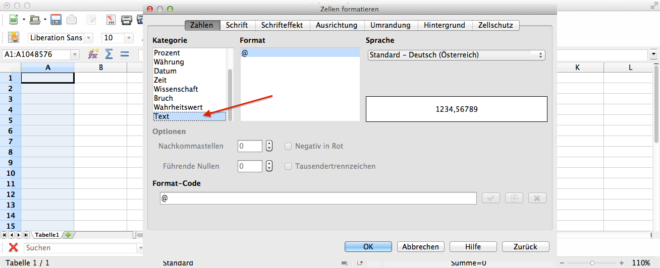 ArchiAVA Preisspiegel in LibreOffice einsetzen Schritt 2