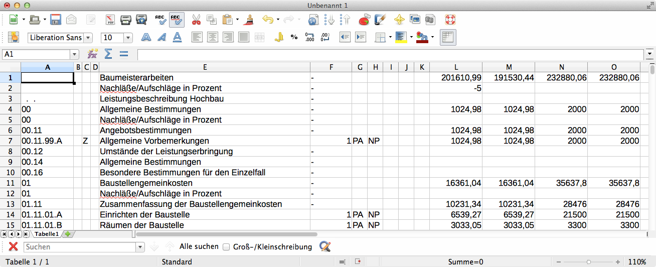ArchiAVA Preisspiegel in LibreOffice einsetzen Schritt 4