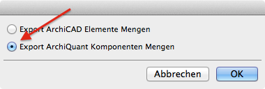 Export ArchiQuant Komponenten Mengen