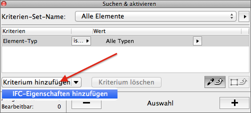 IFC Elemente mit Tag Attribute in Archicad 18 finden Schritt 1