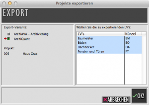 CAD Datentausch mit Projekt Export ArchiAVA